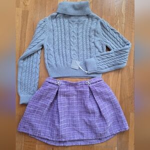 Tahari Purple and Gray Knit Sweater Set